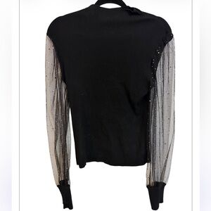 Almost Famous Black Sweater with Sheer Sleeves